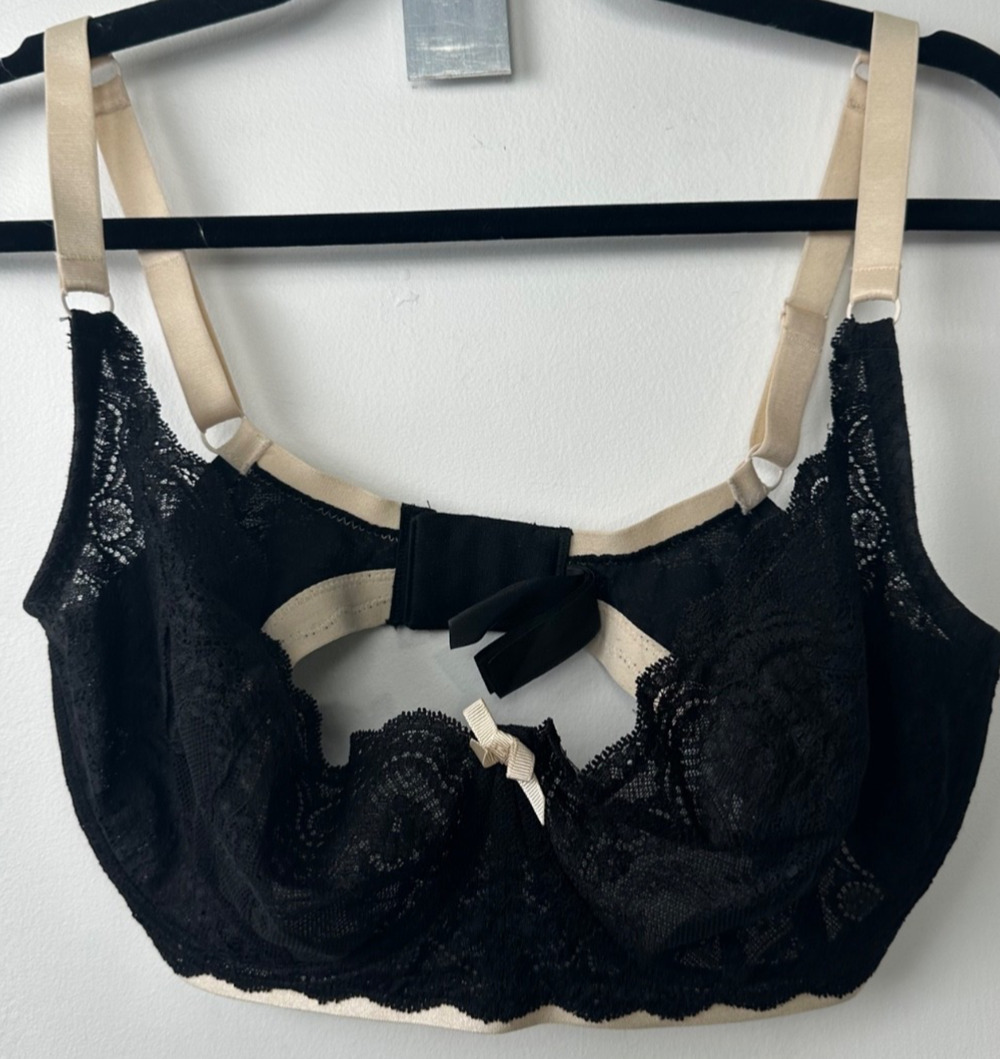 Elle Macpherson Balconette Demi Bra Black Lace Blush Underwired Romantic 34F A13